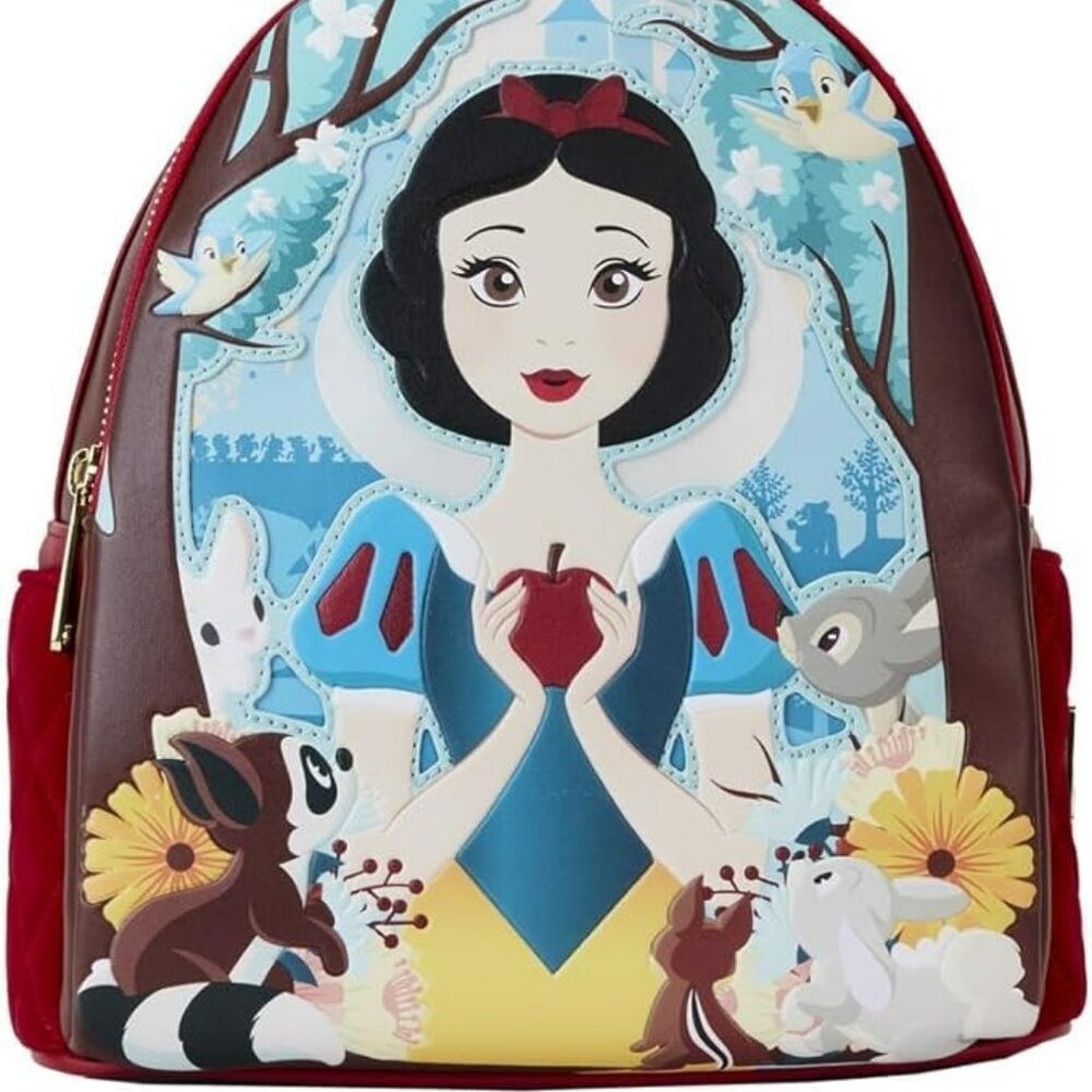 Loungefly Disney Snow White Classic Apple Quilted Velvet Mini Backpack NWT​